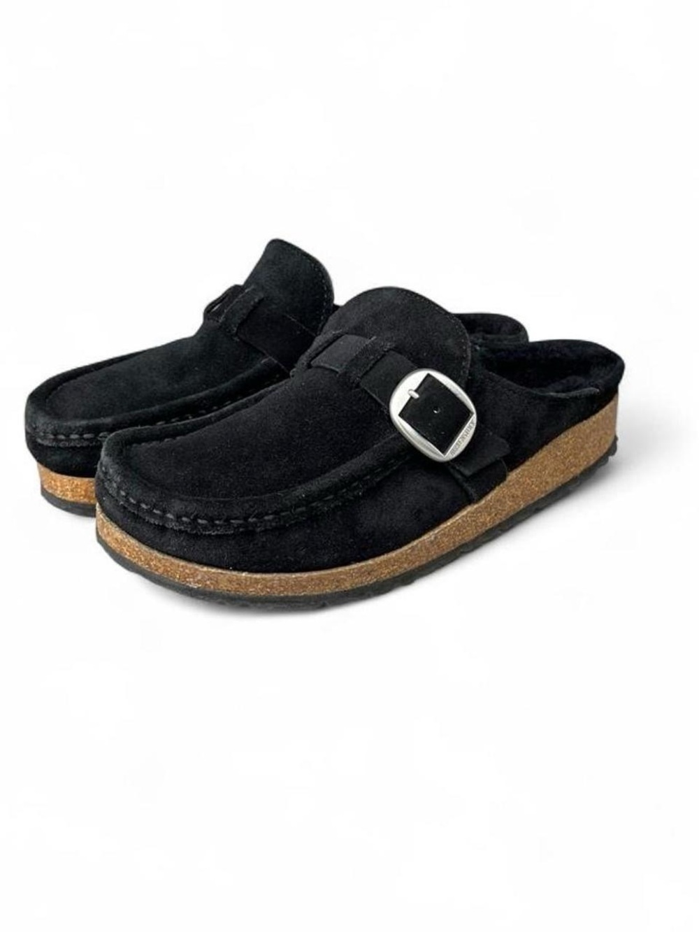 Birkenstock Buckley Shearling Suede Clogs Black EU 38 US Women’s 7-7.5 Narrow - Picture 2 of 7